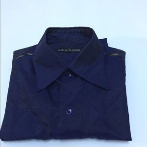 Men’s Button Down Silk Shirt Blue Sz L John Player